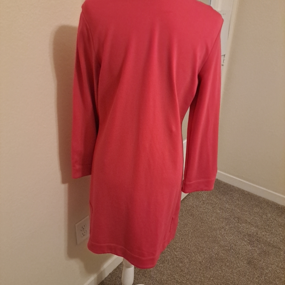 Jude Connally Kate Ponte V-Neck Stand Collar Bracelet Sleeve Pink Dress L EUC - Picture 6 of 10